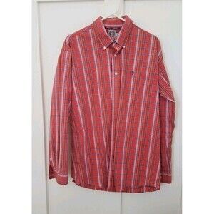 Cinch Shirt Mens Large Button Front Long Sleeve Plaid orange purple